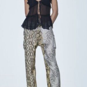 Zara Snake Print Wide Leg Pants